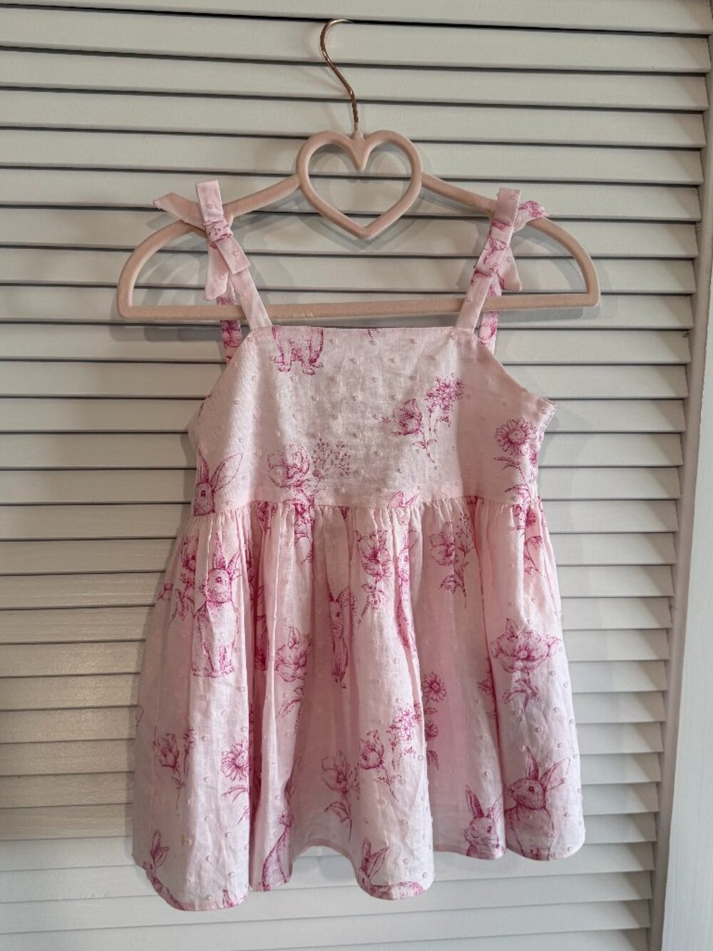 Janie and Jack pink bunny dress  size 12 to 18 months